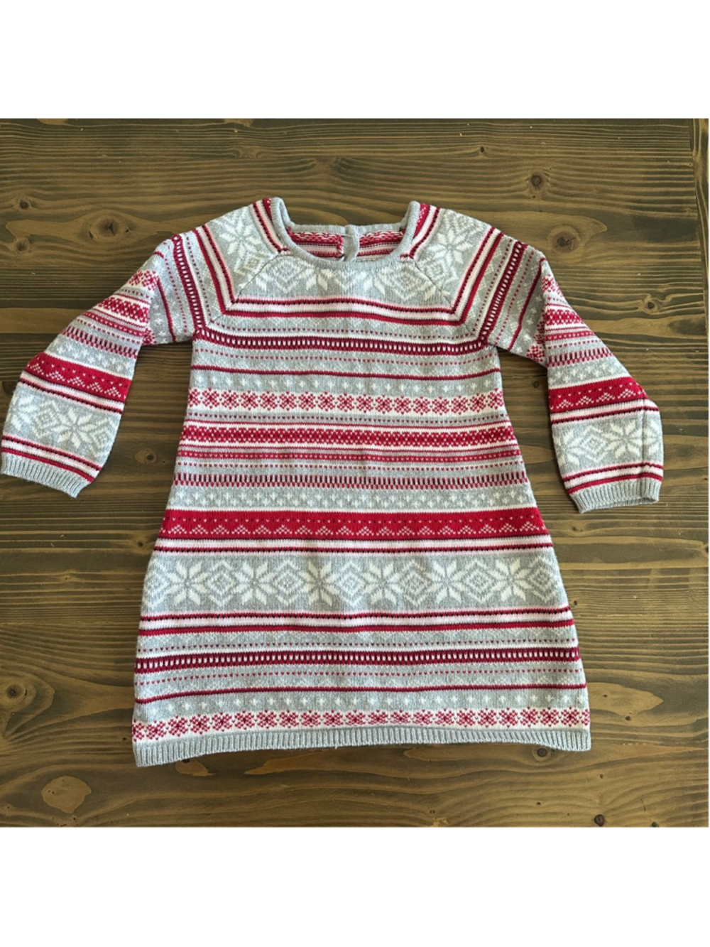 Girls Gymboree Fair Isle Knit Dress Size 5T Winter Sweater Dress Snowflake
